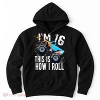16 Year Old Gift Cool 16th Birthday Boy Gift For Monster Truck Car Lovers Hoodie thumb 0