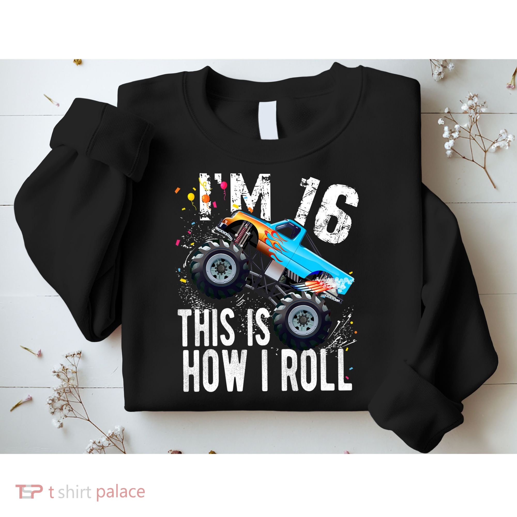 16 Year Old Gift Cool 16th Birthday Boy Gift For Monster Truck Car Lovers Sweatshirt