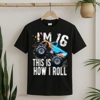 16 Year Old Gift Cool 16th Birthday Boy Gift For Monster Truck Car Lovers T-Shirt thumb 2