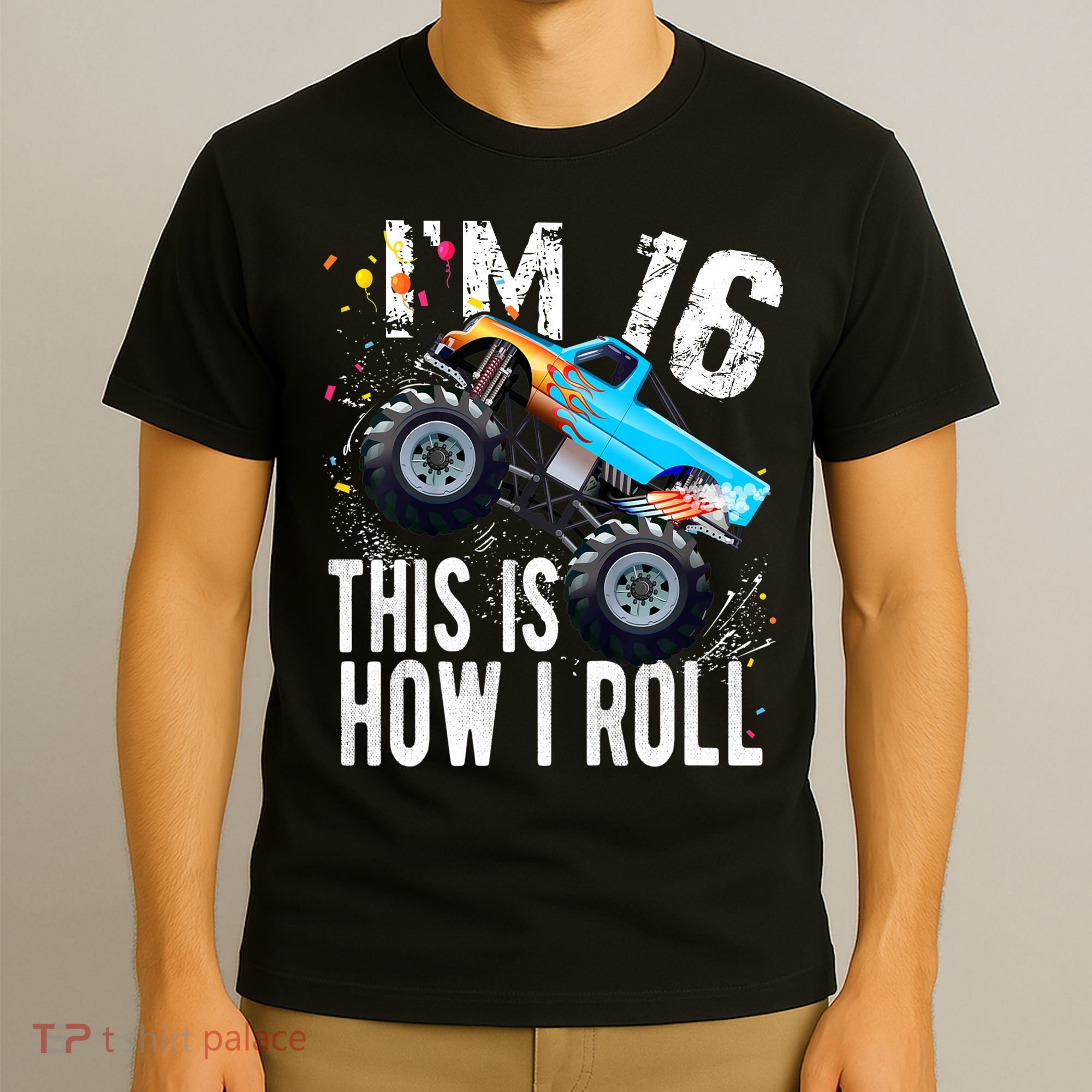 16 Year Old Gift Cool 16th Birthday Boy Gift For Monster Truck Car Lovers T-Shirt