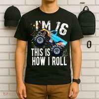 16 Year Old Gift Cool 16th Birthday Boy Gift For Monster Truck Car Lovers T-Shirt thumb 6