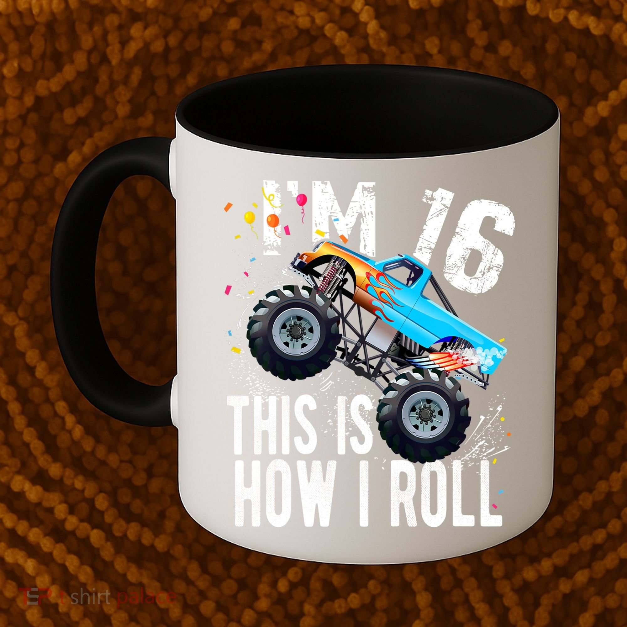 16 Year Old Gift Cool 16th Birthday Boy Gift For Monster Truck Car Lovers Coffee Mug