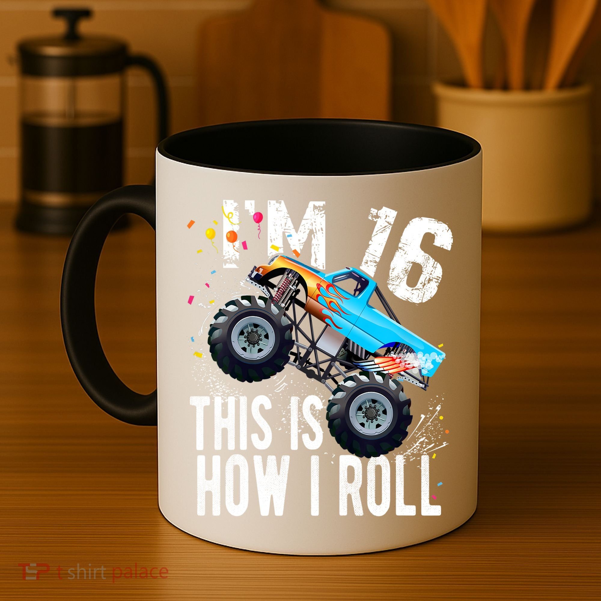 16 Year Old Gift Cool 16th Birthday Boy Gift For Monster Truck Car Lovers Coffee Mug