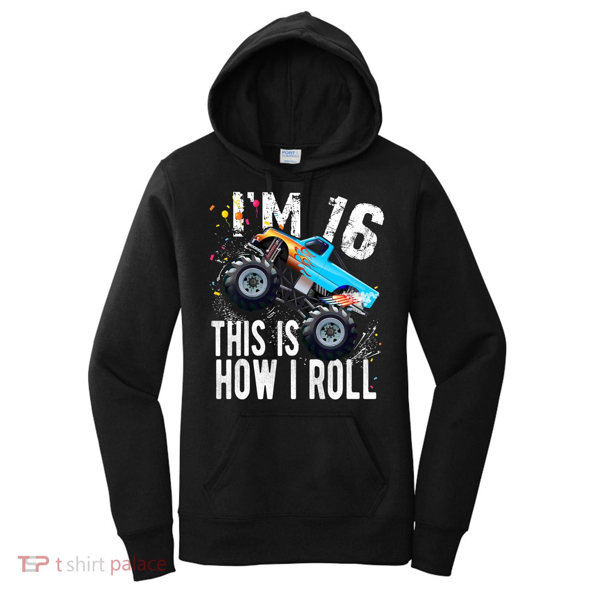 16 Year Old Gift Cool 16th Birthday Boy Gift For Monster Truck Car Lovers Women's Hoodie