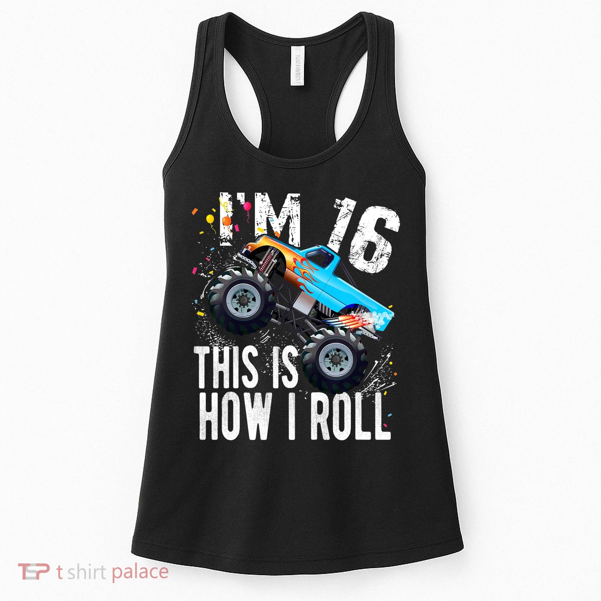 16 Year Old Gift Cool 16th Birthday Boy Gift For Monster Truck Car Lovers Women's Tank Top