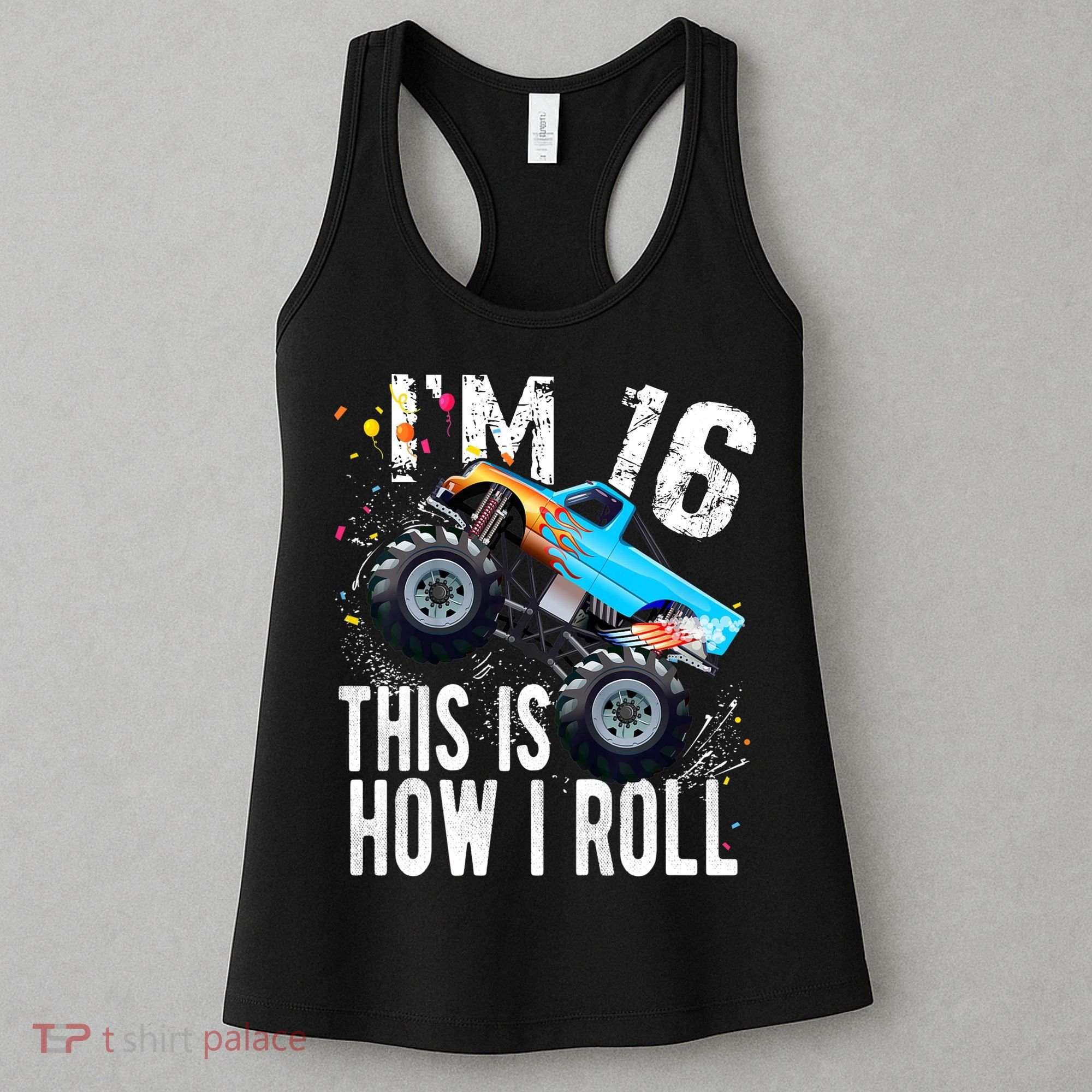 16 Year Old Gift Cool 16th Birthday Boy Gift For Monster Truck Car Lovers Women's Tank Top