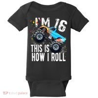 16 Year Old Gift Cool 16th Birthday Boy Gift For Monster Truck Car Lovers Baby Bodysuit thumb 0