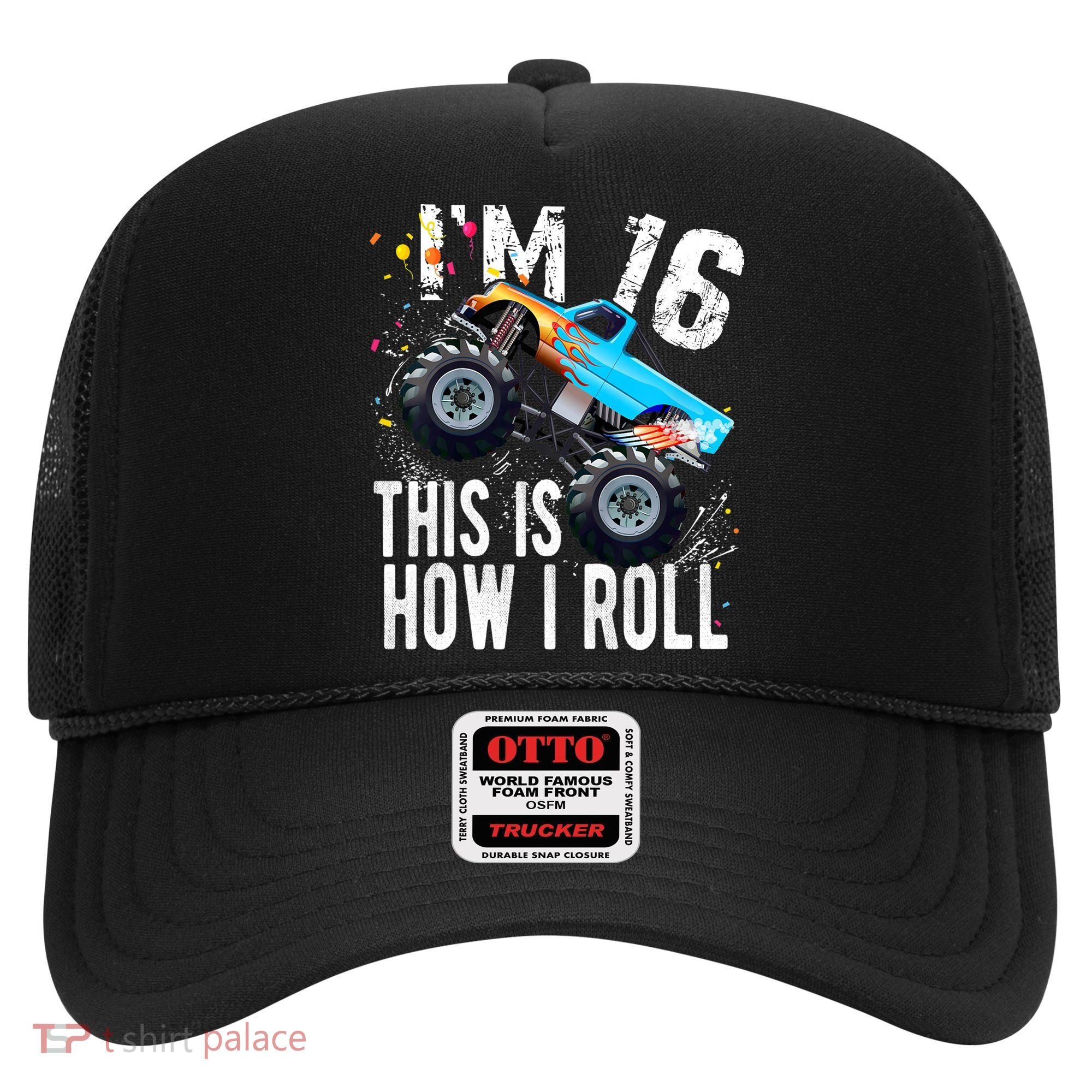 16 Year Old Gift Cool 16th Birthday Boy Gift For Monster Truck Car Lovers Hat