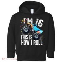 16 Year Old Gift Cool 16th Birthday Boy Gift For Monster Truck Car Lovers Toddler Hoodie thumb 0