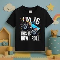 16 Year Old Gift Cool 16th Birthday Boy Gift For Monster Truck Car Lovers Toddler T-Shirt thumb 3