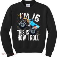 16 Year Old Gift Cool 16th Birthday Boy Gift For Monster Truck Car Lovers Kids Sweatshirt thumb 0