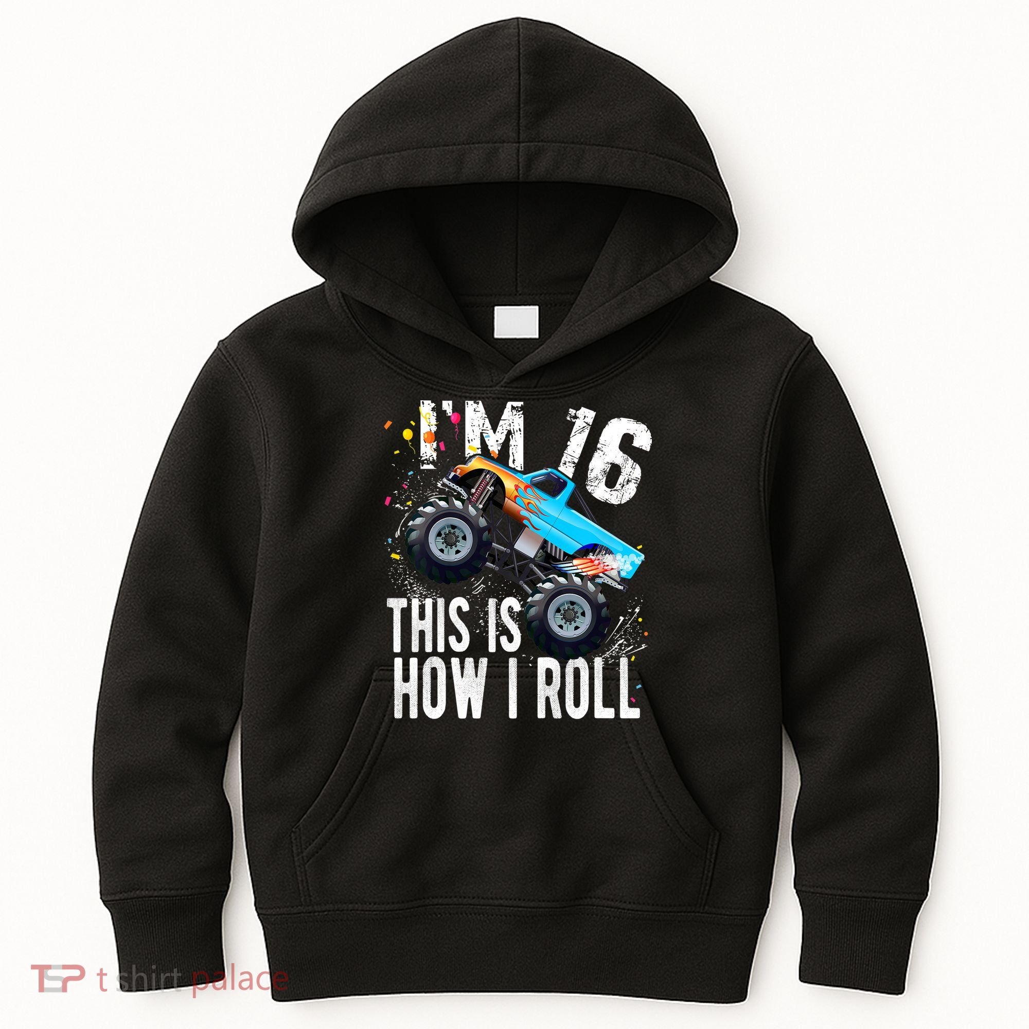 16 Year Old Gift Cool 16th Birthday Boy Gift For Monster Truck Car Lovers Kids Hoodie