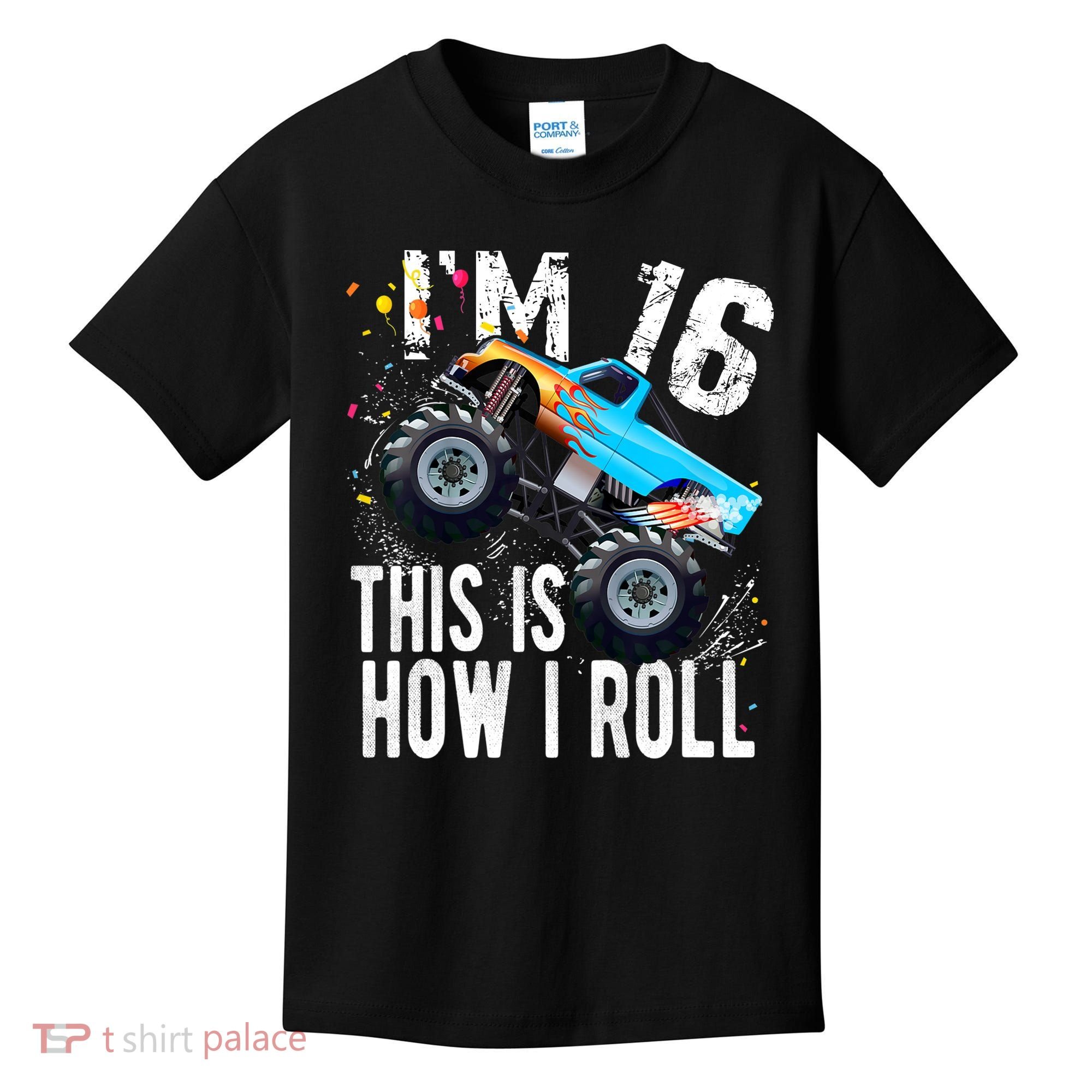 16 Year Old Gift Cool 16th Birthday Boy Gift For Monster Truck Car Lovers Kids T-Shirt