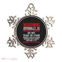 13 Years Old Warning Dangerous Teenager 13th Birthday Ornament thumb 0