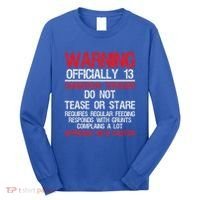 13 Years Old Warning Dangerous Teenager 13th Birthday Long Sleeve Shirt thumb 0