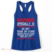 13 Years Old Warning Dangerous Teenager 13th Birthday Women's Tank Top thumb 0