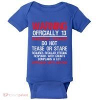 13 Years Old Warning Dangerous Teenager 13th Birthday Baby Bodysuit thumb 0