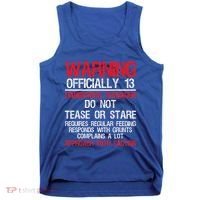 13 Years Old Warning Dangerous Teenager 13th Birthday Tank Top thumb 0
