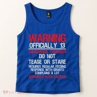 13 Years Old Warning Dangerous Teenager 13th Birthday Tank Top thumb 2