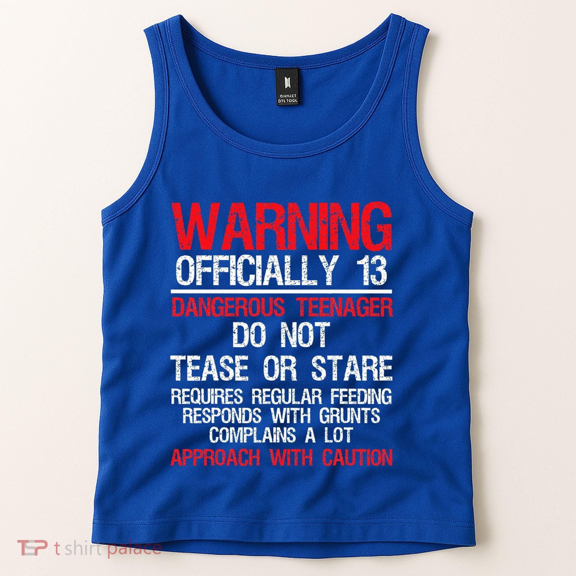 13 Years Old Warning Dangerous Teenager 13th Birthday Tank Top