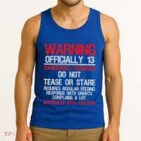 13 Years Old Warning Dangerous Teenager 13th Birthday Tank Top thumb 3