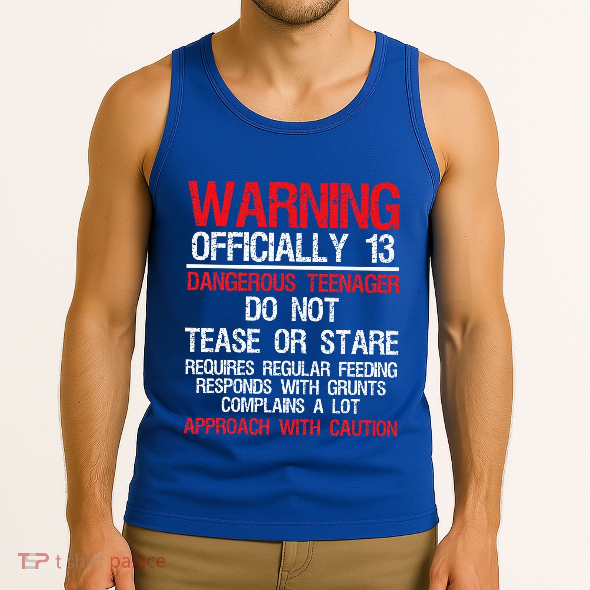 13 Years Old Warning Dangerous Teenager 13th Birthday Tank Top