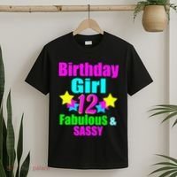 12 Year Old Girl Birthday Party Neon Bday Party T-Shirt thumb 2