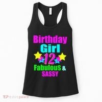 12 Year Old Girl Birthday Party Neon Bday Party Women's Tank Top thumb 0