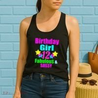 12 Year Old Girl Birthday Party Neon Bday Party Women's Tank Top thumb 2