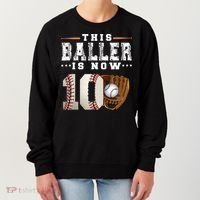 10 Years This Baller Is Now 10 Baseball 10th Birthday Women's Sweatshirt thumb 0
