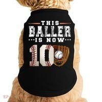 10 Years This Baller Is Now 10 Baseball 10th Birthday Doggie Tank thumb 0