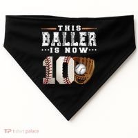 10 Years This Baller Is Now 10 Baseball 10th Birthday USA-Made Doggie Bandana thumb 0