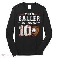 10 Years This Baller Is Now 10 Baseball 10th Birthday Long Sleeve Shirt thumb 0