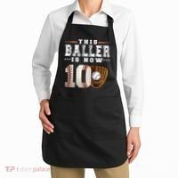 10 Years This Baller Is Now 10 Baseball 10th Birthday Apron thumb 2