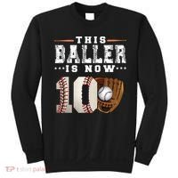 10 Years This Baller Is Now 10 Baseball 10th Birthday Sweatshirt thumb 0