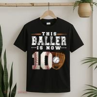 10 Years This Baller Is Now 10 Baseball 10th Birthday T-Shirt thumb 2
