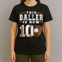 10 Years This Baller Is Now 10 Baseball 10th Birthday T-Shirt thumb 4