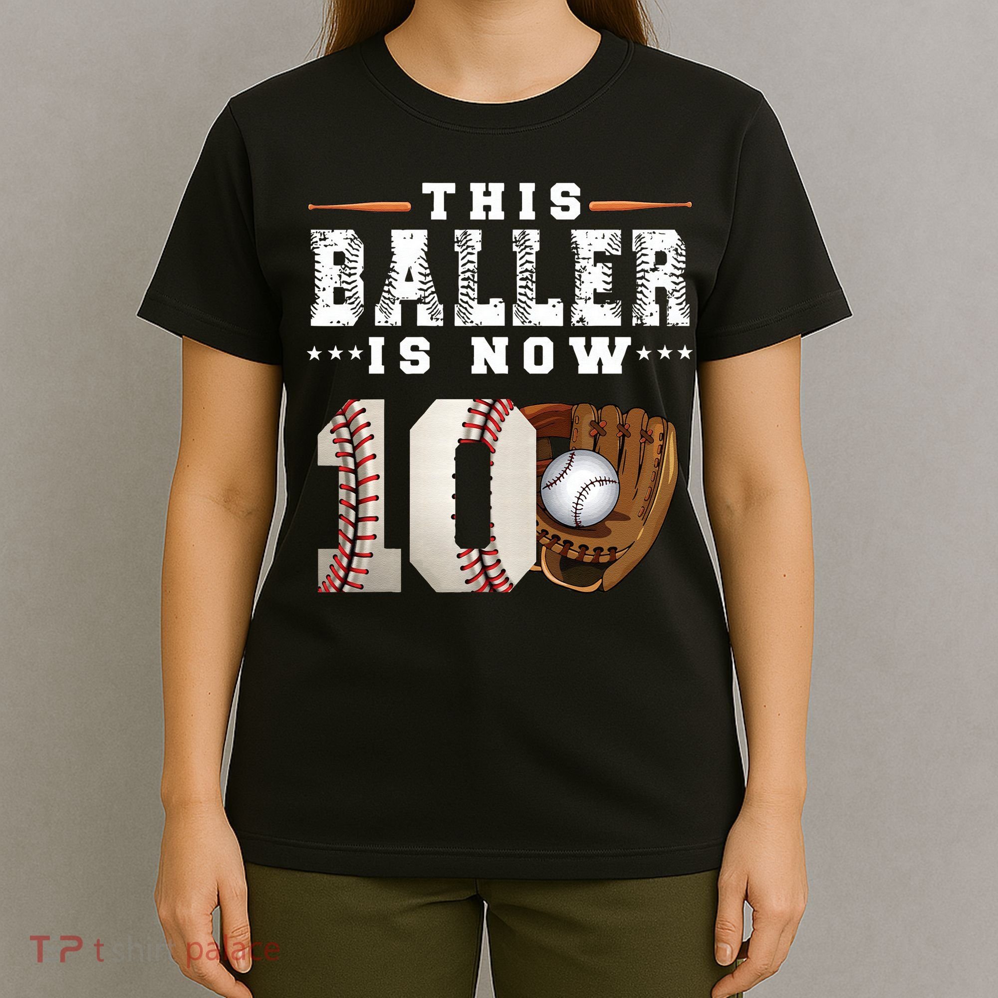 10 Years This Baller Is Now 10 Baseball 10th Birthday T-Shirt