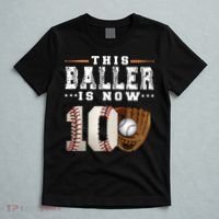 10 Years This Baller Is Now 10 Baseball 10th Birthday T-Shirt thumb 5