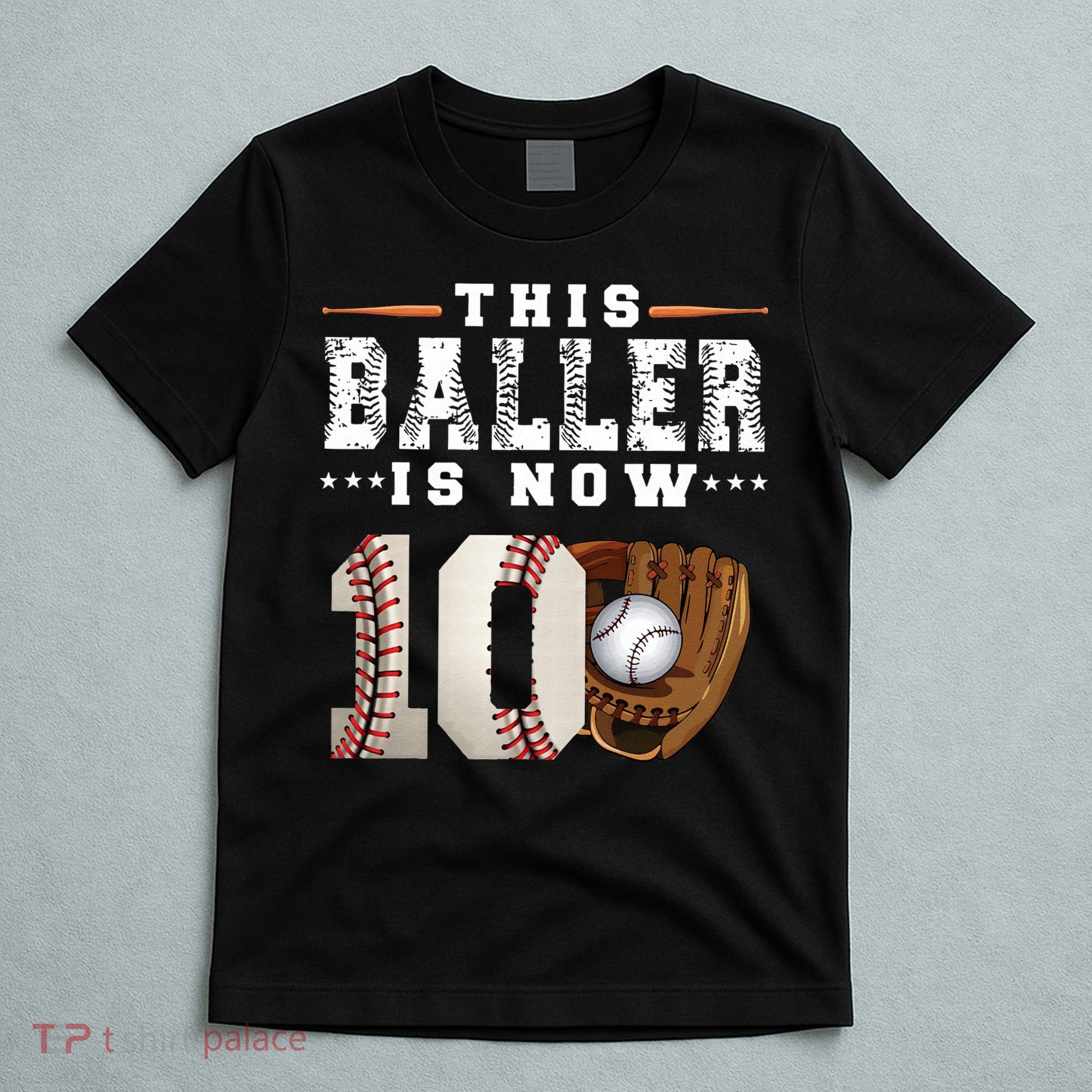 10 Years This Baller Is Now 10 Baseball 10th Birthday T-Shirt