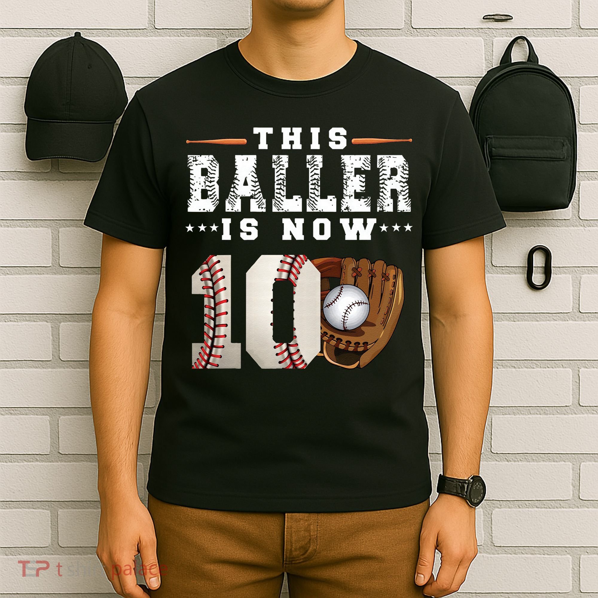 10 Years This Baller Is Now 10 Baseball 10th Birthday T-Shirt