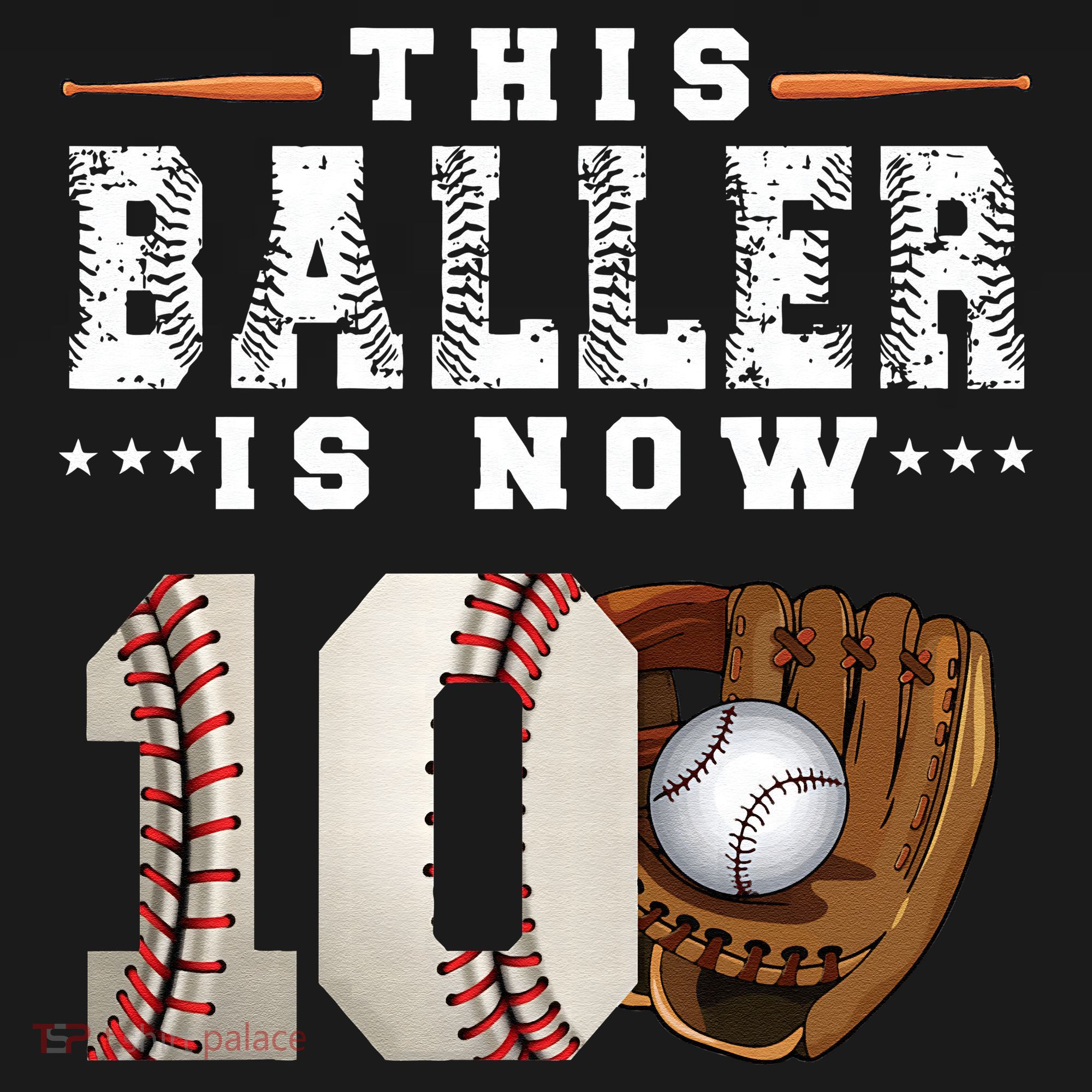 10 Years This Baller Is Now 10 Baseball 10th Birthday T-Shirt
