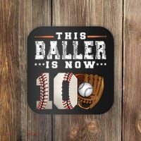 10 Years This Baller Is Now 10 Baseball 10th Birthday Coaster thumb 0