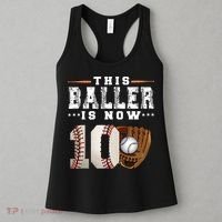 10 Years This Baller Is Now 10 Baseball 10th Birthday Women's Tank Top thumb 3