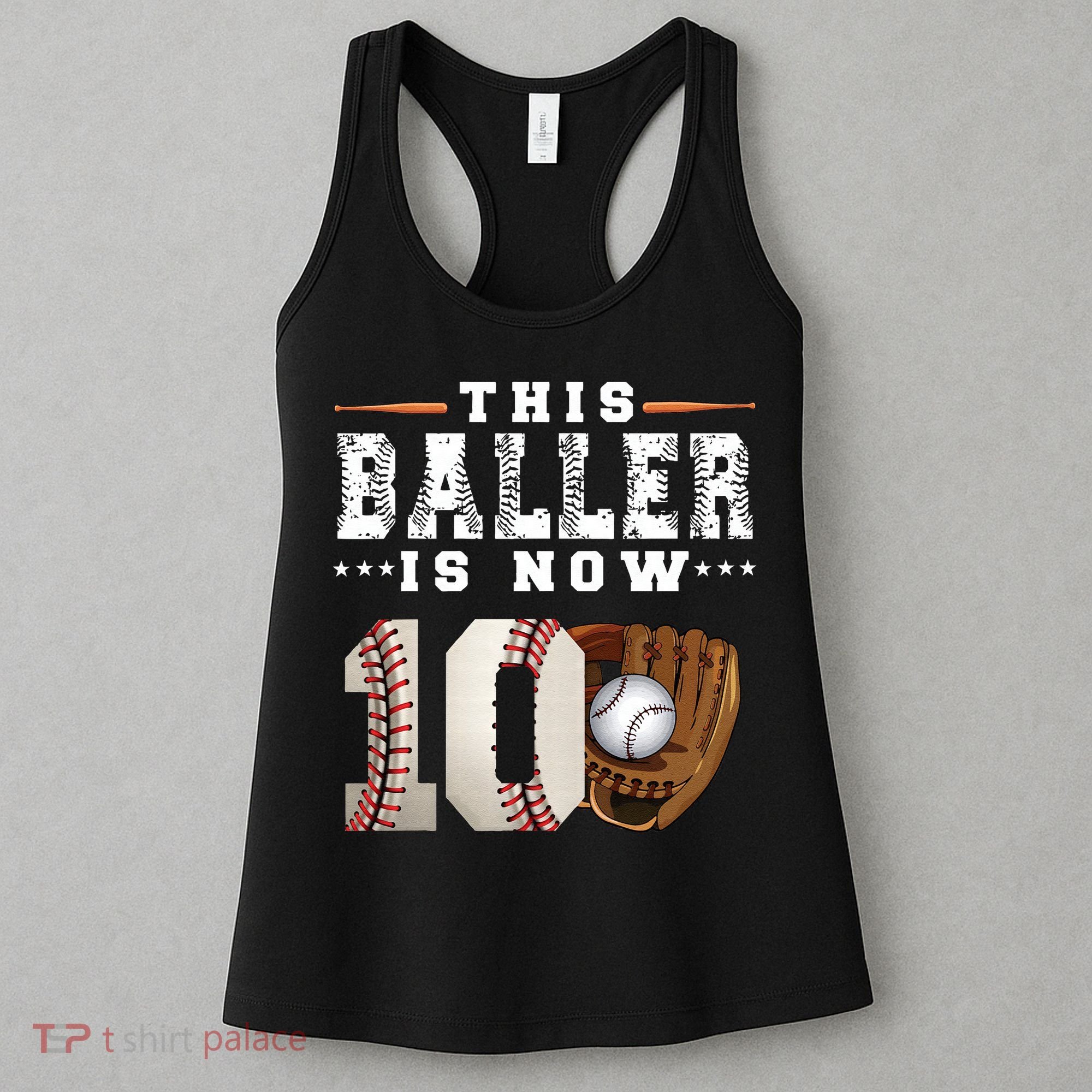 10 Years This Baller Is Now 10 Baseball 10th Birthday Women's Tank Top