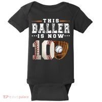 10 Years This Baller Is Now 10 Baseball 10th Birthday Baby Bodysuit thumb 0