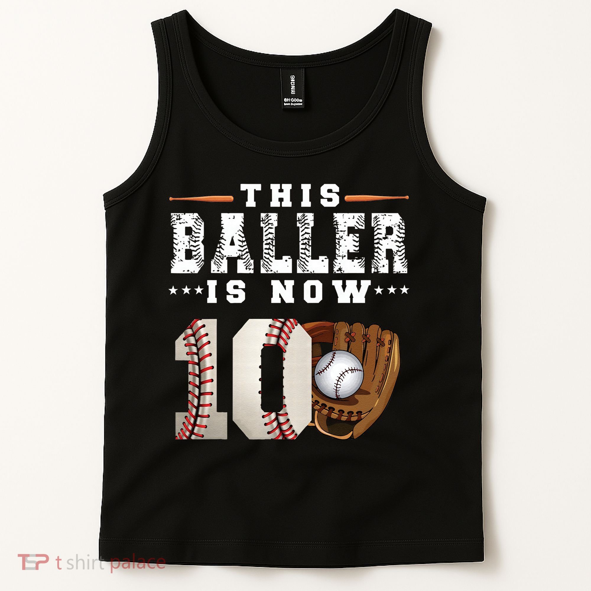 10 Years This Baller Is Now 10 Baseball 10th Birthday Tank Top