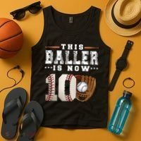 10 Years This Baller Is Now 10 Baseball 10th Birthday Tank Top thumb 4