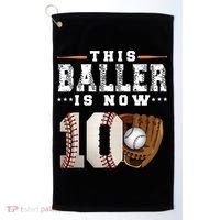 10 Years This Baller Is Now 10 Baseball 10th Birthday Golf Towel thumb 0