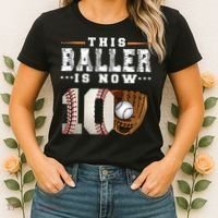 10 Years This Baller Is Now 10 Baseball 10th Birthday Women's T-Shirt thumb 2